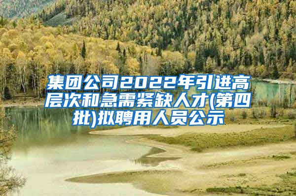 集团公司2022年引进高层次和急需紧缺人才(第四批)拟聘用人员公示