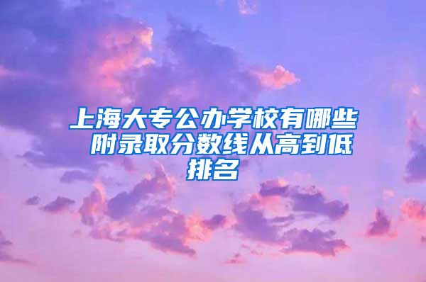 上海大专公办学校有哪些 附录取分数线从高到低排名