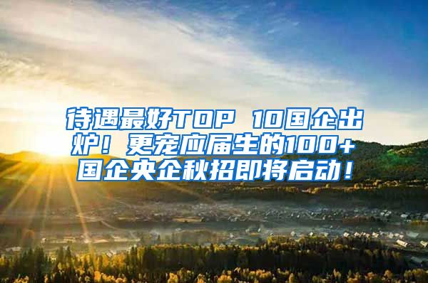 待遇最好TOP 10国企出炉！更宠应届生的100+国企央企秋招即将启动！