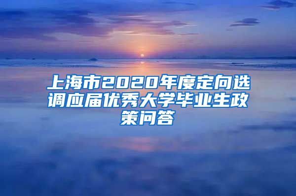 上海市2020年度定向选调应届优秀大学毕业生政策问答
