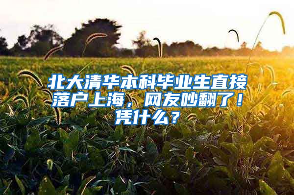 北大清华本科毕业生直接落户上海，网友吵翻了！凭什么？