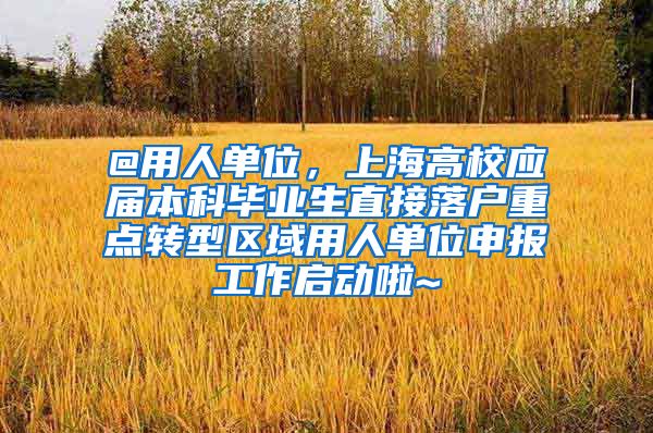 @用人单位，上海高校应届本科毕业生直接落户重点转型区域用人单位申报工作启动啦~