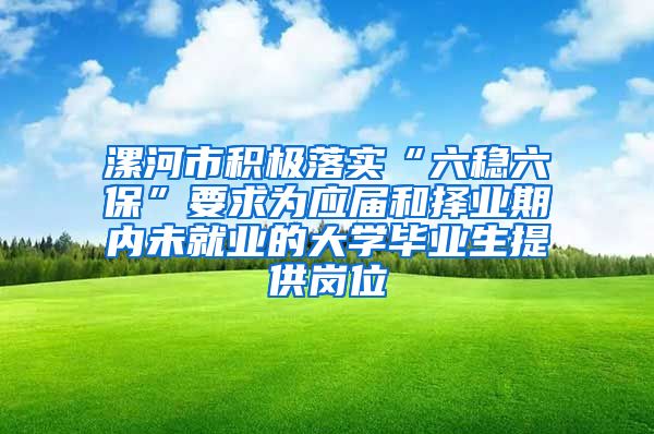 漯河市积极落实“六稳六保”要求为应届和择业期内未就业的大学毕业生提供岗位