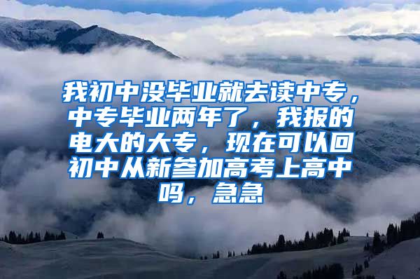 我初中没毕业就去读中专，中专毕业两年了，我报的电大的大专，现在可以回初中从新参加高考上高中吗，急急