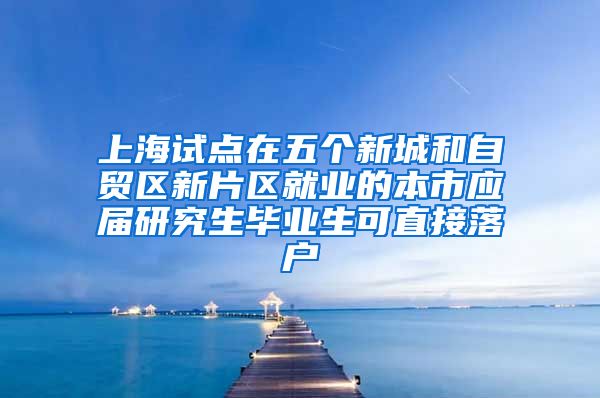 上海试点在五个新城和自贸区新片区就业的本市应届研究生毕业生可直接落户