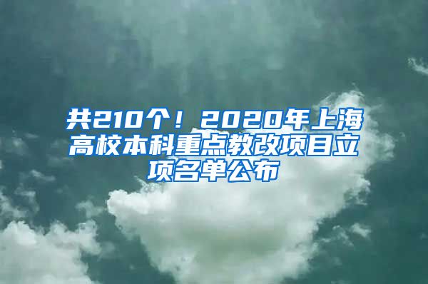 共210个！2020年上海高校本科重点教改项目立项名单公布