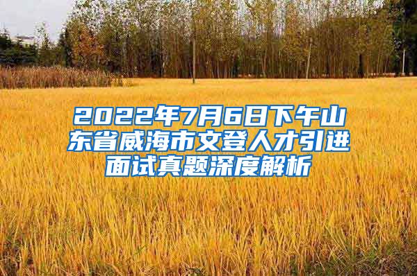 2022年7月6日下午山东省威海市文登人才引进面试真题深度解析