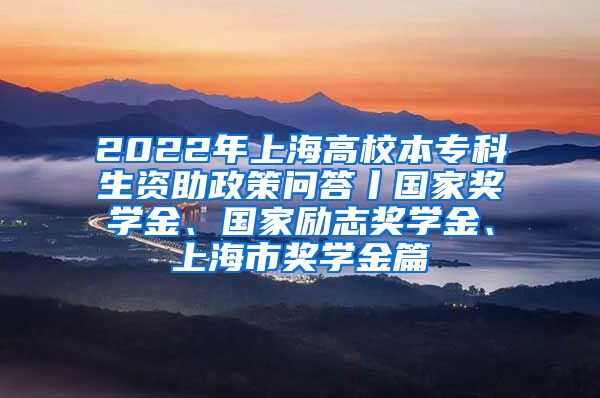 2022年上海高校本专科生资助政策问答丨国家奖学金、国家励志奖学金、上海市奖学金篇