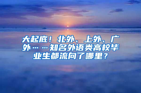 大起底！北外、上外、广外……知名外语类高校毕业生都流向了哪里？