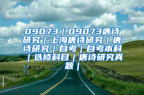 09073｜09073唐诗研究｜上海唐诗研究｜唐诗研究｜自考｜自考本科｜选修科目｜唐诗研究真题｜