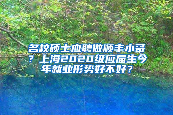 名校硕士应聘做顺丰小哥？上海2020级应届生今年就业形势好不好？