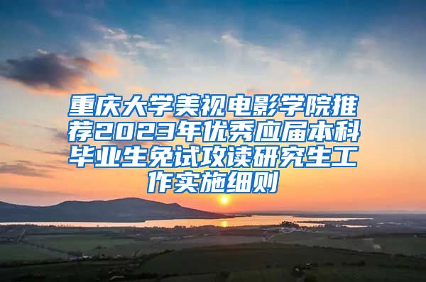 重庆大学美视电影学院推荐2023年优秀应届本科毕业生免试攻读研究生工作实施细则