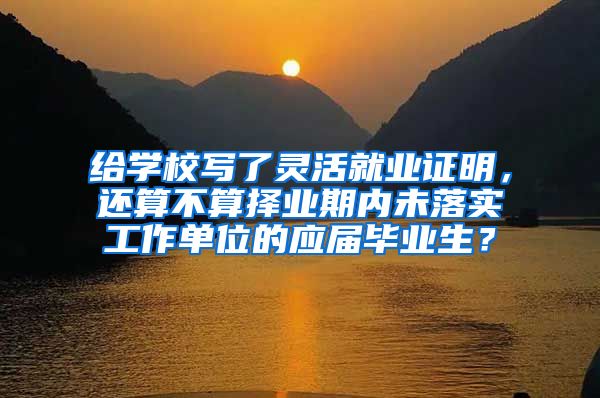 给学校写了灵活就业证明，还算不算择业期内未落实工作单位的应届毕业生？