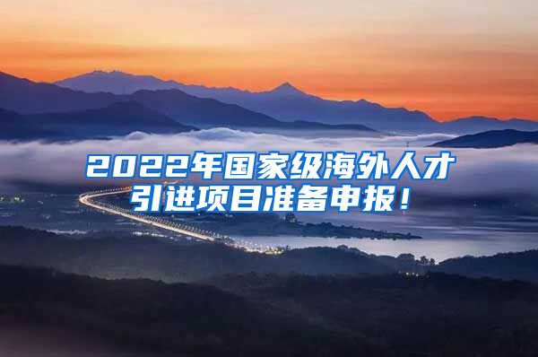 2022年国家级海外人才引进项目准备申报！