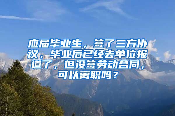 应届毕业生，签了三方协议，毕业后已经去单位报道了，但没签劳动合同，可以离职吗？