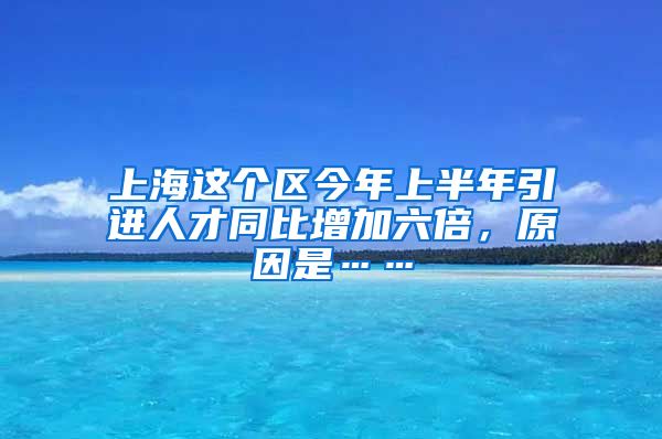 上海这个区今年上半年引进人才同比增加六倍，原因是……