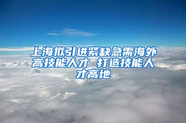 上海拟引进紧缺急需海外高技能人才 打造技能人才高地