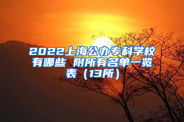 2022上海公办专科学校有哪些 附所有名单一览表（13所）