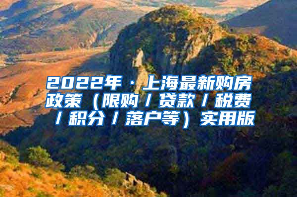 2022年·上海最新购房政策（限购／贷款／税费／积分／落户等）实用版