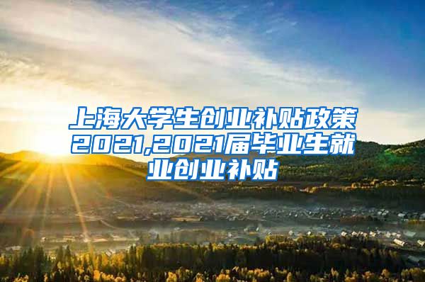 上海大学生创业补贴政策2021,2021届毕业生就业创业补贴