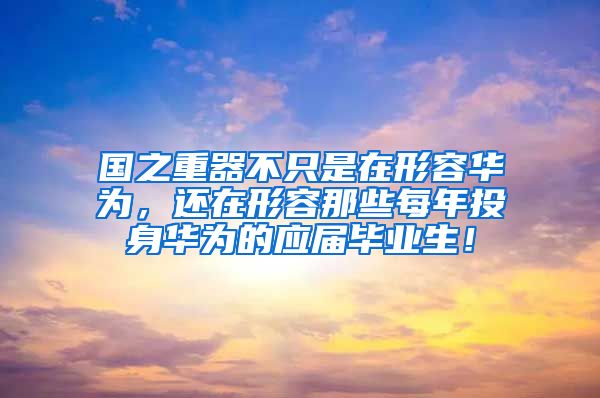 国之重器不只是在形容华为，还在形容那些每年投身华为的应届毕业生！