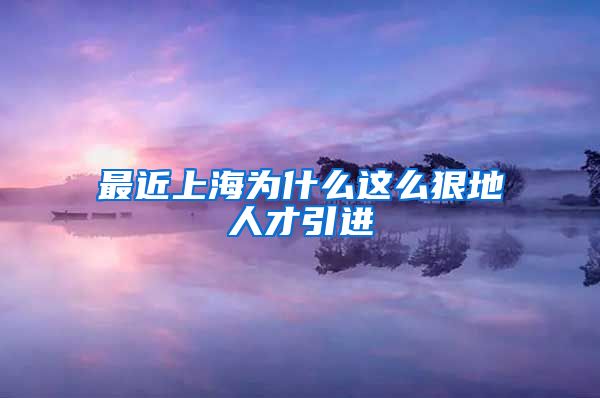 最近上海为什么这么狠地人才引进