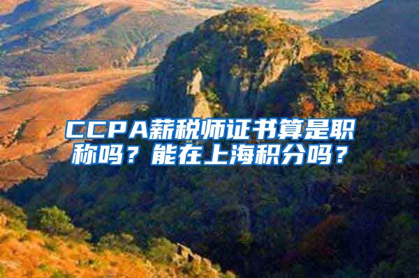 CCPA薪税师证书算是职称吗？能在上海积分吗？