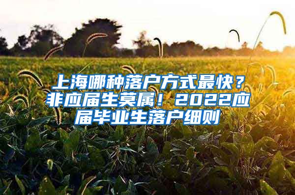 上海哪种落户方式最快？非应届生莫属！2022应届毕业生落户细则