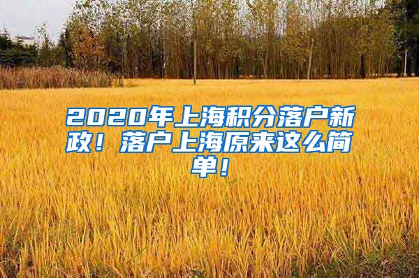 2020年上海积分落户新政！落户上海原来这么简单！