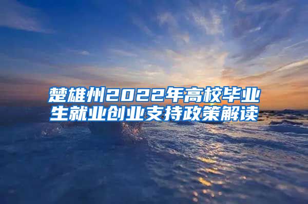 楚雄州2022年高校毕业生就业创业支持政策解读