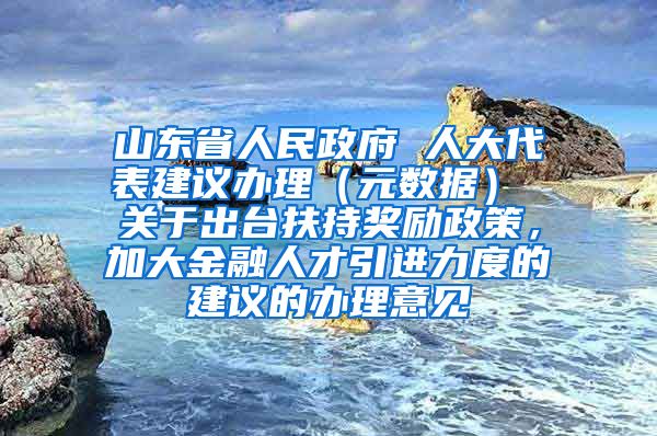 山东省人民政府 人大代表建议办理（元数据） 关于出台扶持奖励政策，加大金融人才引进力度的建议的办理意见