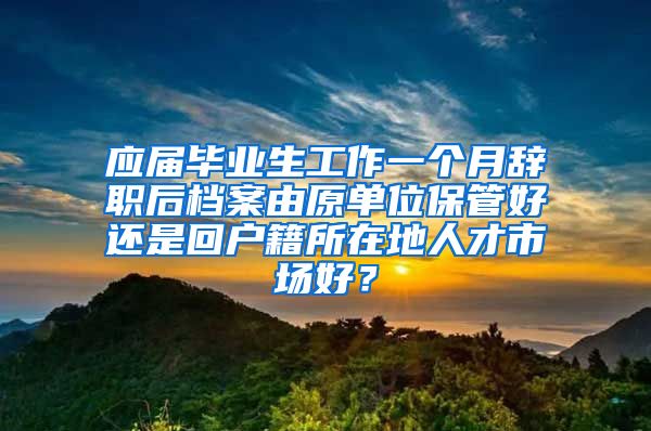 应届毕业生工作一个月辞职后档案由原单位保管好还是回户籍所在地人才市场好？