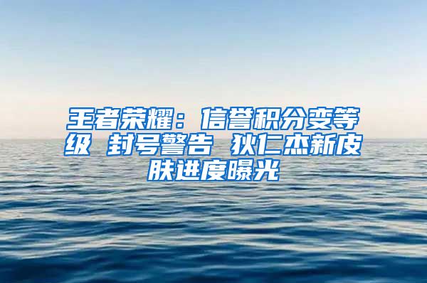 王者荣耀：信誉积分变等级 封号警告 狄仁杰新皮肤进度曝光