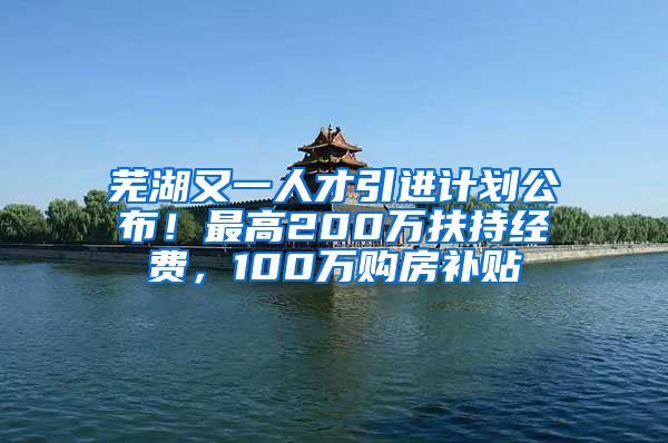 芜湖又一人才引进计划公布！最高200万扶持经费，100万购房补贴