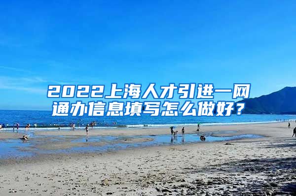 2022上海人才引进一网通办信息填写怎么做好？