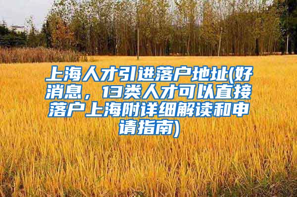 上海人才引进落户地址(好消息，13类人才可以直接落户上海附详细解读和申请指南)