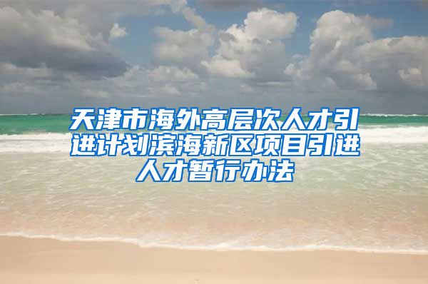 天津市海外高层次人才引进计划滨海新区项目引进人才暂行办法