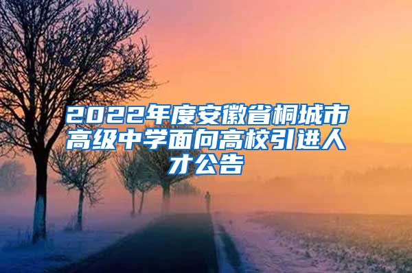 2022年度安徽省桐城市高级中学面向高校引进人才公告