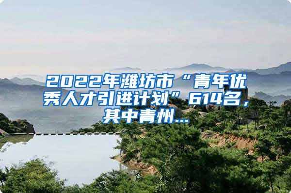 2022年潍坊市“青年优秀人才引进计划”614名，其中青州...