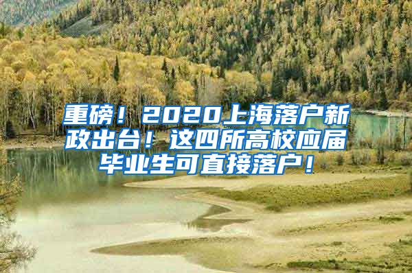 重磅！2020上海落户新政出台！这四所高校应届毕业生可直接落户！