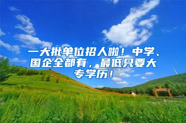 一大批单位招人啦！中学、国企全都有，最低只要大专学历！