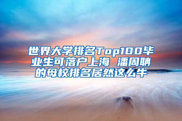 世界大学排名Top100毕业生可落户上海 潘周聃的母校排名居然这么牛