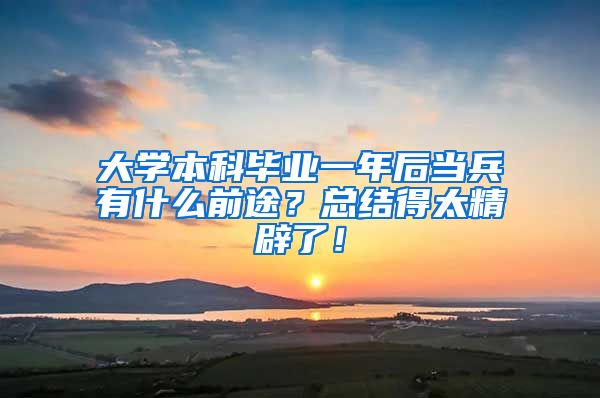 大学本科毕业一年后当兵有什么前途？总结得太精辟了！