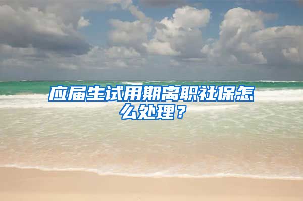 应届生试用期离职社保怎么处理？