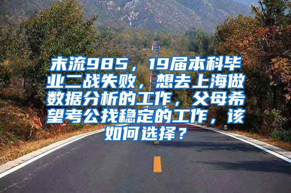 末流985，19届本科毕业二战失败，想去上海做数据分析的工作，父母希望考公找稳定的工作，该如何选择？