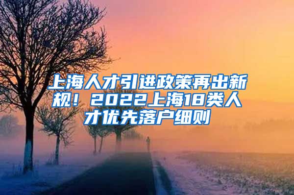 上海人才引进政策再出新规！2022上海18类人才优先落户细则