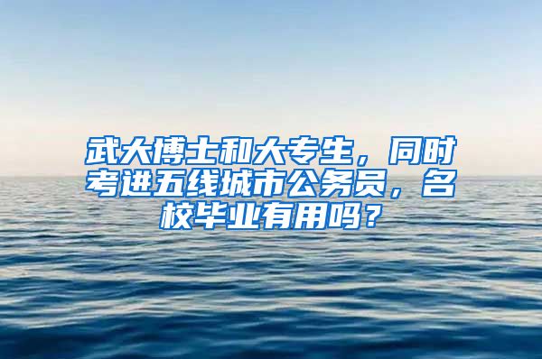 武大博士和大专生，同时考进五线城市公务员，名校毕业有用吗？