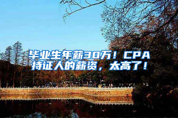 毕业生年薪30万！CPA持证人的薪资，太高了！