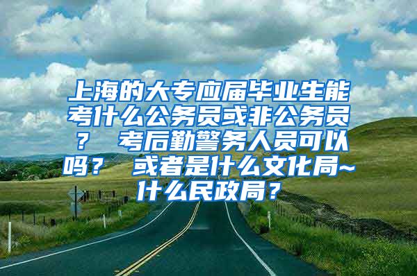 上海的大专应届毕业生能考什么公务员或非公务员？ 考后勤警务人员可以吗？ 或者是什么文化局~什么民政局？