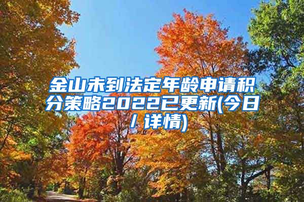 金山未到法定年龄申请积分策略2022已更新(今日／详情)